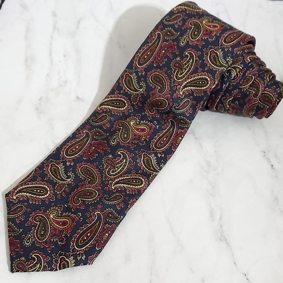 Vintage Hanover St. Paisley Print 100% Silk Tie - Picture 4 of 11
